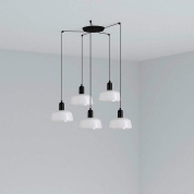 подвесной светильник чёрно-белый глянцевый 5 плафонов