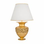 настольная лампа с круглым абажуром на позолоченном основании