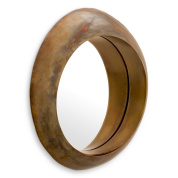 зеркало круглой формы с глубокой бронзовой рамой