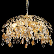 подвесная люстра с округлым каркасом и каплевидными подвесками