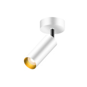 белый потолочный спот с золотистым отражателем и акцентным световым пучком