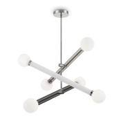 подвесной светильник перекрестной формы с шарообразными плафонами из стекла