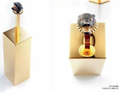 настенный держатель для стакана с прямоугольным золотистым контейнером