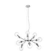 подвесной светильник с множеством рожков и стеклянными плафонами в форме капель