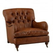 107011 Club Chair Caledonian tobacco leather кресло Eichholtz