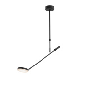 потолочный светильник с вытянутой черной штангой и акцентной подсветкой