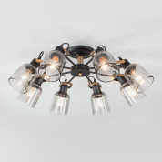 потолочная люстра с восемью стеклянными плафонами на изогнутых держателях