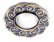 встраиваемый потолочный точечный светильник с витым синим декоративным кольцом