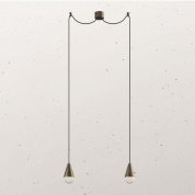 подвесная люстра с двумя вытянутыми плафонами на тросах из железа