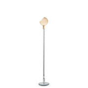 торшер с полусферическим абажуром янтарного цвета на металлической стойке