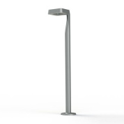 садовый боллард с серым корпусом и прямоугольной головной частью