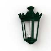 уличный настенный фонарь с прозрачным плафоном и зеленым корпусом