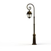 уличный фонарь с изогнутым кронштейном и бронзовым плафоном