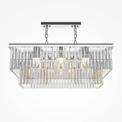 подвесной светильник прямоугольной формы с хрустальными элементами и хромированным каркасом