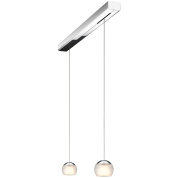 подвесной светильник с белыми плафонами на прямой планке