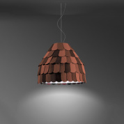 подвесной дизайнерский светильник с купольным плафоном оранжевого цвета