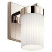 Ciona 9" 1 Light Wall Sconce with Round Ribbed Glass Polished Nickel настенный светильник 55110PN Kichler