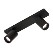 потолочный светильник с двумя регулируемыми спотами чёрного цвета