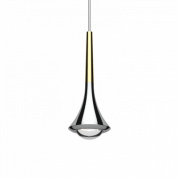 подвесной светильник вытянутой формы с отделкой золото и хром