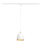 трехфазный подвесной светильник бело-золотого цвета с округлым плафоном