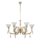 шестирожковая подвесная люстра с чашеобразными стеклянными плафонами