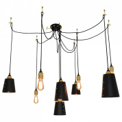 подвесная люстра с несколькими плафонами на длинных шнурах