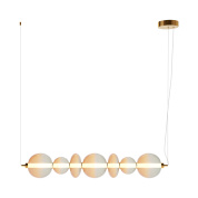 подвесной линейный светильник с шарообразными плафонами цвета латунь