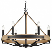 подвесная люстра с металлическим каркасом и лампами на декоративных держателях