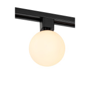 трековый светильник с матовым шарообразным плафоном из стекла для однофазного шинопровода