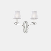 настенное бра с двумя рожками и текстильными абажурами белого цвета