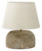 настольная лампа с каменным основанием и тканевым абажуром светлого оттенка
