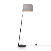 торшер на высокой стойке черного цвета с тканевым абажуром