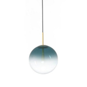 подвесная люстра с округлым плафоном зелёного цвета и металлическим подвесом