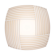 настенный светильник с прямоугольным корпусом из белых деревянных ламелей