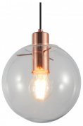 подвесной светильник с круглым стеклянным плафоном и медной арматурой