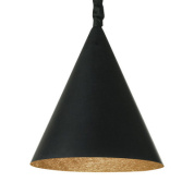 подвесной светильник с крупным коническим абажуром и фактурным внутренним слоем