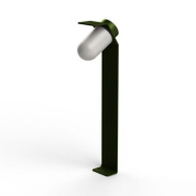 садовый боллард с прозрачной лампой и зелёной арматурой