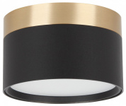потолочный накладной светильник чёрного цвета с золотым внутренним кольцом