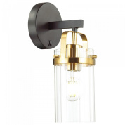 настенное бра с прозрачным цилиндрическим плафоном и металлической арматурой