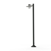 фонарный светильник на стойке с прозрачным плафоном и тёмно-серой опорой