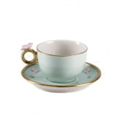 Butterfly aquamarine tea cup & saucer 0004906-556 чашка, Villari