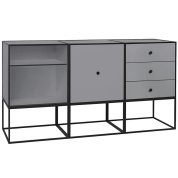 71077-001562 Audo Copenhagen Frame 49 Trio Sideboard With, Dark Grey