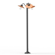 двухрожковый уличный фонарь темно-серого цвета