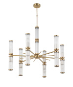 двенадцатирожковая подвесная люстра с вертикальными стеклянными цилиндрами