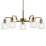 Aivian 30" 5 Light Chandelier with Clear Glass Weathered Brass люстра, Kichler
