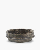 керамическая чаша для растений низкой формы темно коричневого цвета