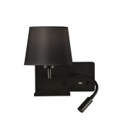 настенное бра с дополнительным источником света и разъёмом для зарядки, чёрный корпус