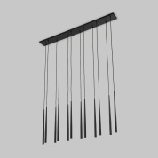 подвесной линейный светильник с множеством тонких цилиндрических подвесов