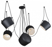 подвесная люстра с множеством подвесов и цилиндрическими плафонами