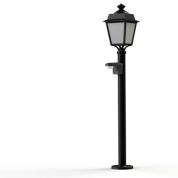 садовый столбик с датчиком движения и куполообразным плафоном чёрного цвета